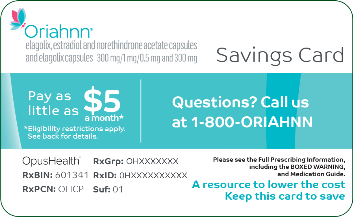 Oriahnn® Savings Card.